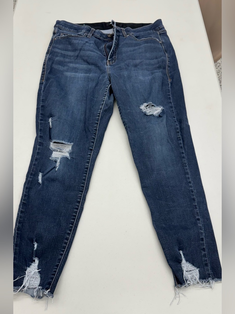 LuLaRoe Dark Blue Denim Distressed Skinny Jeans with magic waistband